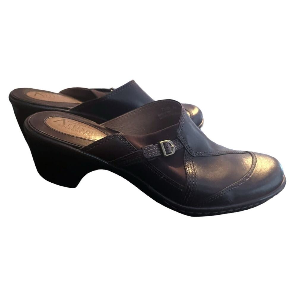 Clarks Artisan Leather Upper Brown Mules